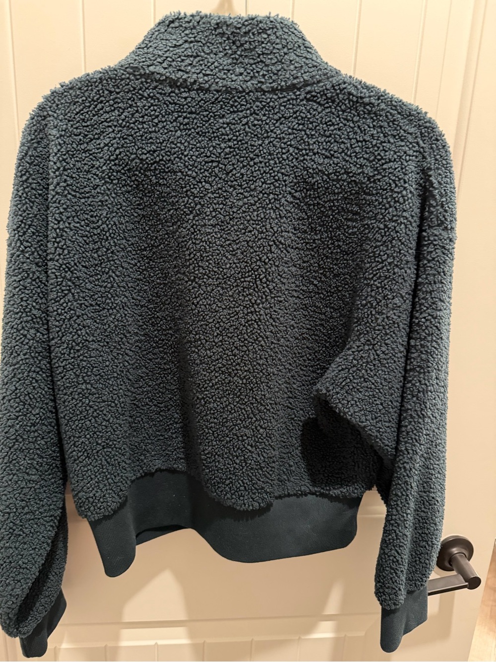 Athleta Cozy Sherpa Fleece Quarter Zip Pullover Green Size Medium - Picture 2 of 3